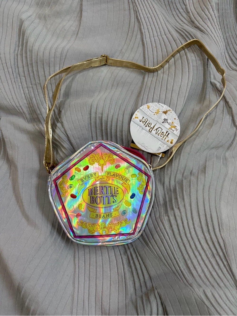 Bertie Bott's Holographic Jelly Bean Crossbody Bag - Gold Strap